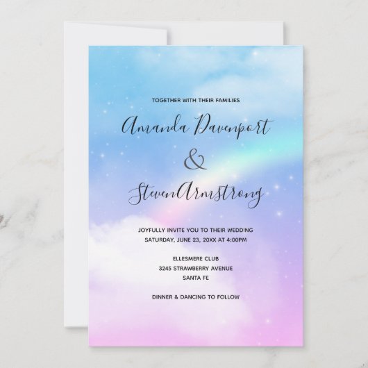 Magische pasta's en regenboogbruiloft kaart (Voorkant)