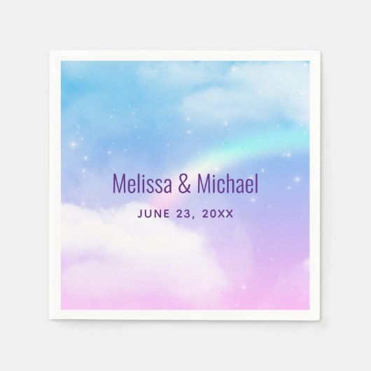 Magische pasta's en regenboogbruiloft servet (Voorkant)