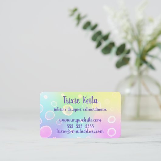 Magische pasteelregenboog visitekaartje (Staand voorkant)