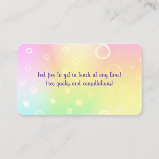 Magische pasteelregenboog visitekaartje (Achterkant)