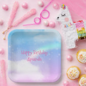 Magische pasteelwolken en regenboogdag papieren bordje (Feest)