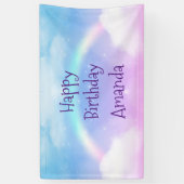 Magische pasteelwolken en regenboogdag spandoek (Verticaal)