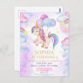 Magische pastei Unicorn Rainbow Birthday Briefkaart (Voorkant / Achterkant)
