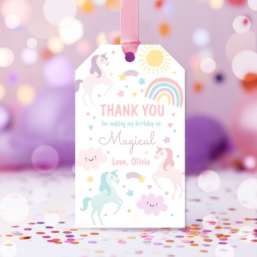 Magische pastei Unicorn Rainbow Birthday Cadeaulabel