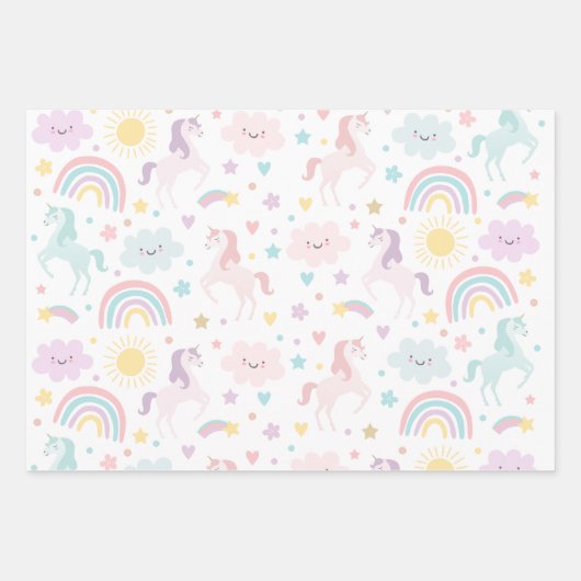 Magische pastei Unicorn Rainbow Birthday Inpakpapier Vel (Voorkant)