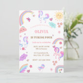 Magische pastei Unicorn Rainbow Birthday Kaart (Staand voorkant)