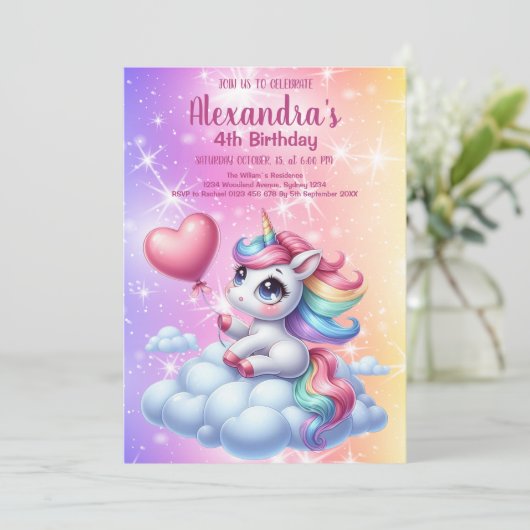Magische pastei Unicorn Rainbow Birthday Kaart (Staand voorkant)