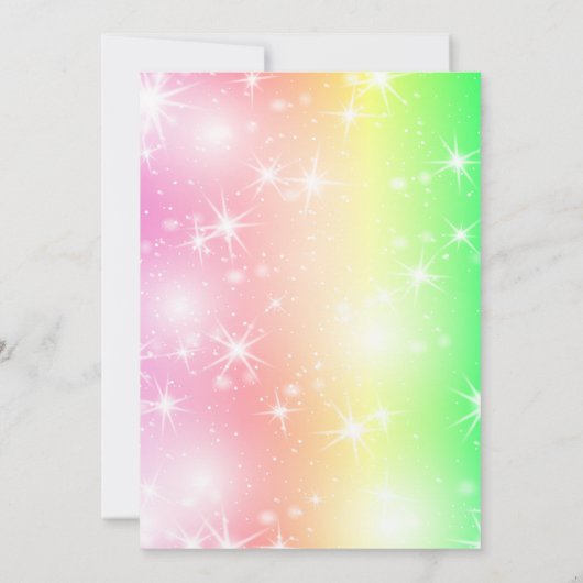 Magische pastei Unicorn Rainbow Birthday Kaart (Achterkant)