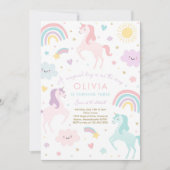 Magische pastei Unicorn Rainbow Birthday Kaart (Voorkant)