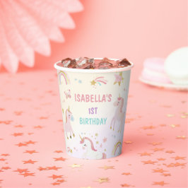 Magische pastei Unicorn Rainbow Birthday Papieren Bekers