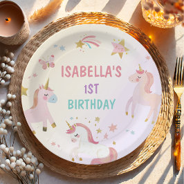 Magische pastei Unicorn Rainbow Birthday Papieren Bordje