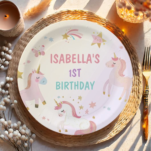 Magische pastei Unicorn Rainbow Birthday Papieren Bordje