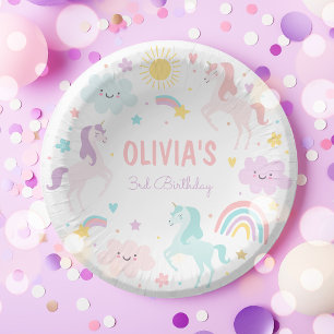 Magische pastei Unicorn Rainbow Birthday Papieren Kommen