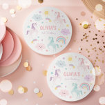 Magische pastei Unicorn Rainbow Birthday Ronde Kartonnen Onderzetter<br><div class="desc">Magical Pastel Eenhoorn Rainbow Birthday Party Rond Papier Onderzetter Alle design zijn © PIXEL PERFECTION PARTY LTD</div>