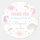 Magische pastei Unicorn Rainbow Birthday Ronde Sticker (Voorkant)
