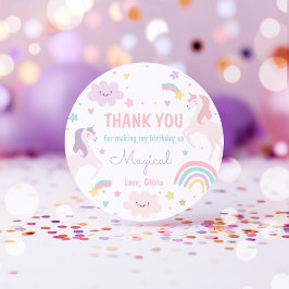 Magische pastei Unicorn Rainbow Birthday Ronde Sticker