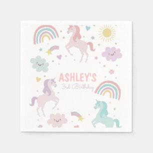 Magische pastei Unicorn Rainbow Birthday Servet