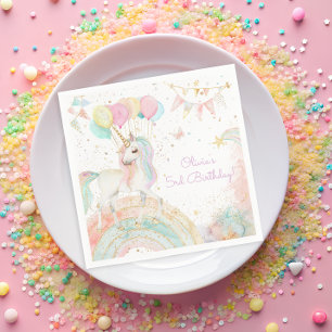 Magische pastei Unicorn Rainbow Birthday Servet