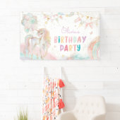 Magische pastei Unicorn Rainbow Birthday Spandoek (Insitu)