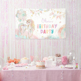 Magische pastei Unicorn Rainbow Birthday Spandoek