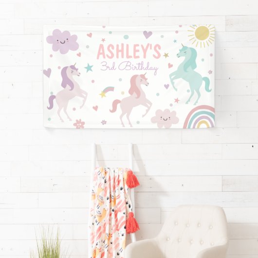 Magische pastei Unicorn Rainbow Birthday Spandoek (Insitu)