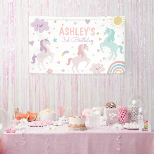 Magische pastei Unicorn Rainbow Birthday Spandoek