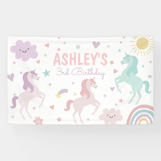 Magische pastei Unicorn Rainbow Birthday Spandoek (Horizontaal)