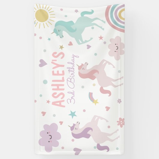 Magische pastei Unicorn Rainbow Birthday Spandoek (Verticaal)