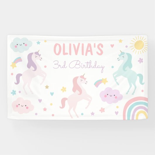 Magische pastei Unicorn Rainbow Birthday Spandoek (Horizontaal)