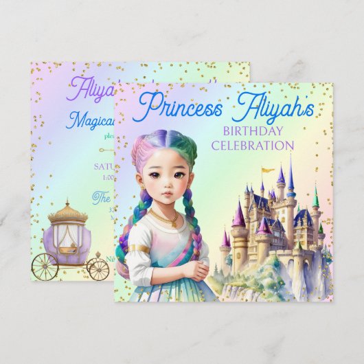 Magische pasteiprinses Fantasy Rainbow Castle Kaart (Voorkant / Achterkant)