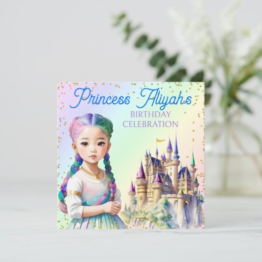 Magische pasteiprinses Fantasy Rainbow Castle Kaart (Staand voorkant)