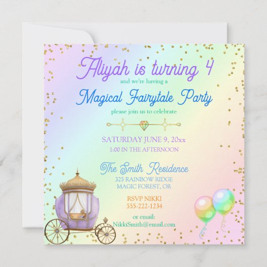 Magische pasteiprinses Fantasy Rainbow Castle Kaart (Achterkant)