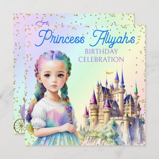 Magische pasteiprinses Fantasy Rainbow Castle Kaart (Voorkant / Achterkant)