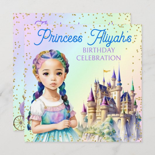 Magische pasteiprinses Fantasy Rainbow Castle Kaart (Voorkant / Achterkant)