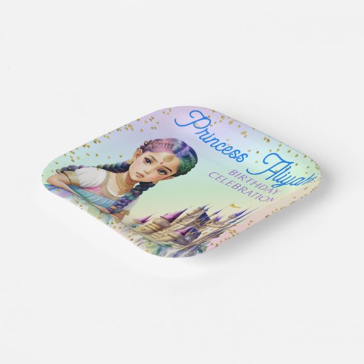 Magische pasteiprinses Fantasy Rainbow Castle Papieren Bordje (Gebogen)