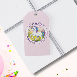 Magische pastel aangepaste eenhoorn verjaardag cadeaulabel