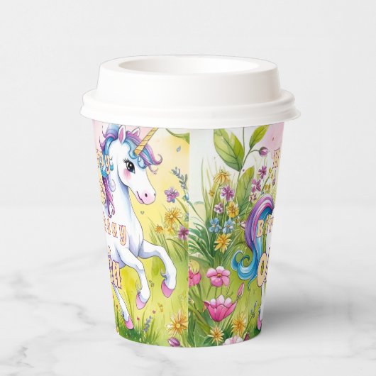 Magische pastel aangepaste eenhoorn verjaardag papieren bekers (Rechts)