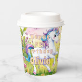 Magische pastel aangepaste eenhoorn verjaardag papieren bekers (Voorkant)