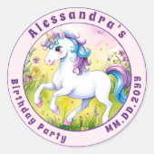Magische pastel aangepaste eenhoorn verjaardag ronde sticker (Voorkant)
