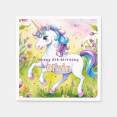 Magische pastel aangepaste eenhoorn verjaardag servet (Voorkant)