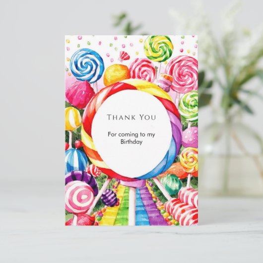 Magische Pastel Candyland Verjaardag Bedankkaart (Staand voorkant)