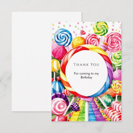 Magische Pastel Candyland Verjaardag Bedankkaart (Voorkant / Achterkant)