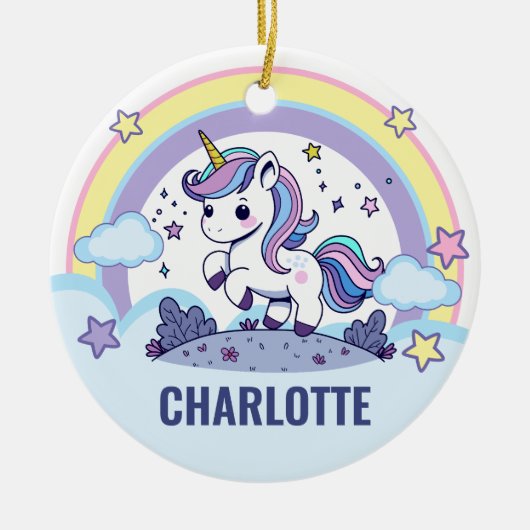 Magische Pastel Eenhoorn Custom Keramisch Ornament (Voorkant)