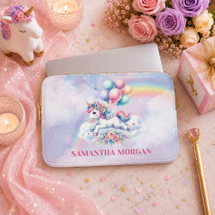 Magische Pastel Eenhoorn Meisje Verjaardag Laptop  Sleeve