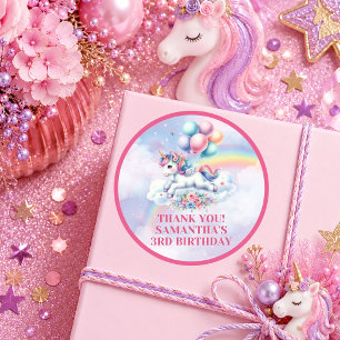 Magische Pastel Eenhoorn Meisje Verjaardagsfeest S Ronde Sticker