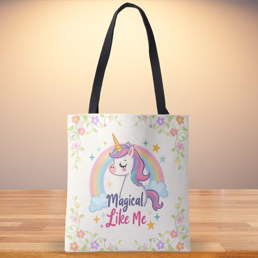 Magische pastel eenhoorn met regenboog tote bag