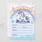 Magische Pastel Eenhoorn Party Kaart (Voorkant)