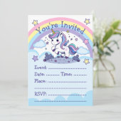 Magische Pastel Eenhoorn Party Kaart (Staand voorkant)