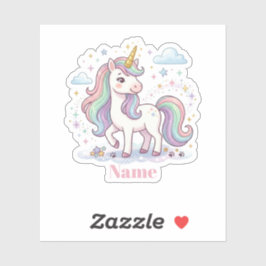 Magische Pastel Eenhoorn Regenboog Gepersonaliseer Sticker