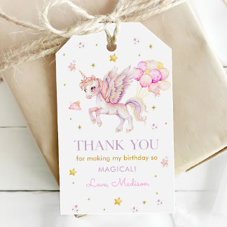 Magische Pastel Eenhoorn Regenboog Verjaardagsfees Cadeaulabel